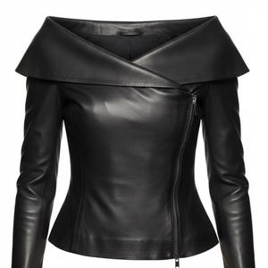 Women's Black Leather Biker Jacket, Genuine Nappa Moto Coat XS-5XL