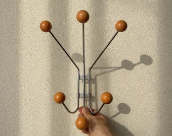 Mid-Century Modern Coat Rack – Wood & Metal Scandinavian Wall Hooks