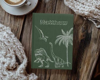 Personalized Blank Journal for Boys, Custom Kids Notebook, Kids Journal, Gift for Nephew Birthday, Dinosaur Theme