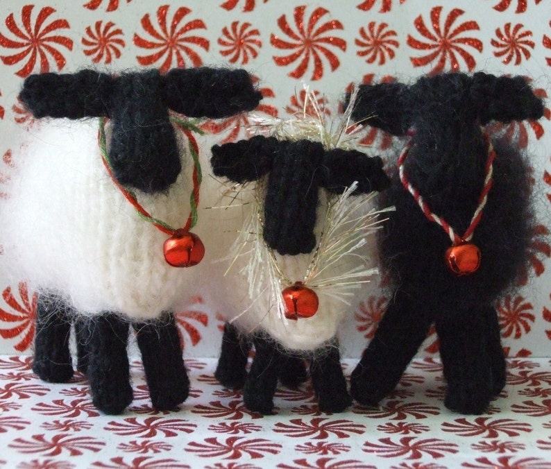 Christmas Sheep Knit Pattern Ornaments image 1