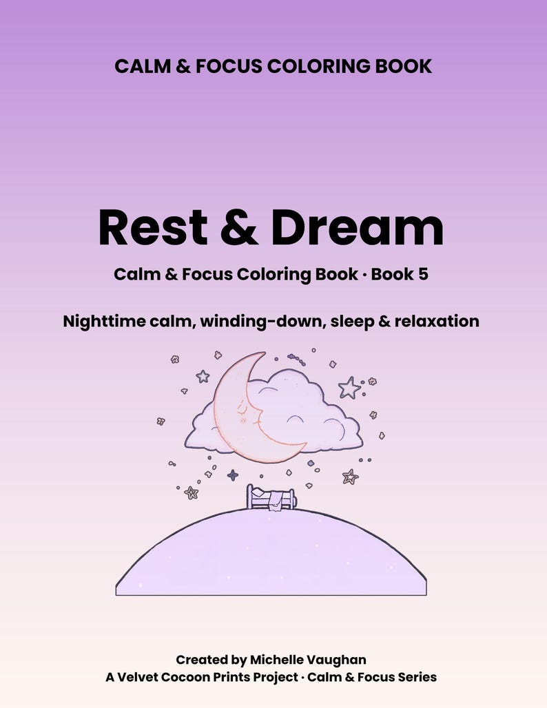 Rest Day Color Rest & Dream Kids Coloring Book – Printable Calm Bedtime Pages - Etsy