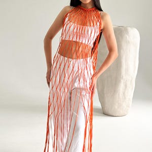 orange fishnet dress NEON ORANGE FISHNET DRESS