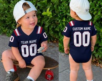 Custom New England Football Babysuit, Personalized New England Game Day Baby Tee