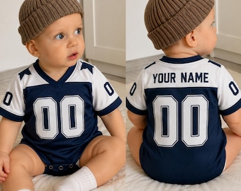 Custom Dallas Football Babysuit, Personalized Cowboys Game Day Baby Tee