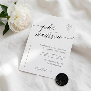 A modern minimalist wedding invitation suite designed with clean elegance, featuring a refined photo layout and coordinated invite set bundle. This digital download includes a details card with QR code RSVP, offering a seamless guest experience. Delivered as a fully editable DIY Canva template, this printable wedding stationery ensures a polished, modern elegant invite suite with instant download convenience.
