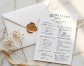 Wedding Weekend Timeline Template, Editable Itinerary Card, Destination Wedding Schedule, Wedding Day Survival Kit, Canva Instant Download