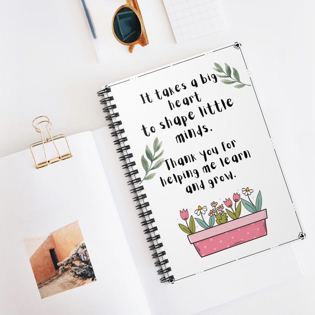 String Notebook Thank Teacher Thank You Spiral Notebook | Floral Gift - Etsy