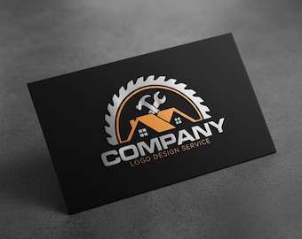 Modern Construction Logo Design | Editable Vector Contractor Logo | Real Estate, Roofing, Home Remodeling Branding