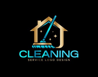 Modern Cleaning Service Logo Design | House Logo | Premade Janitorial Business Branding | Editable Template