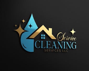 Modern Cleaning Service Logo Design | House & Maid Service Branding (Digital Download)