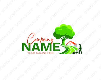 Logo d'entretien de la pelouse, image de marque pour l'entretien du jardin, modèle d'entreprise écologique