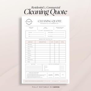 Redigerbar städoffertmall | Städoffertformulär | Canva och PDF (US Letter)