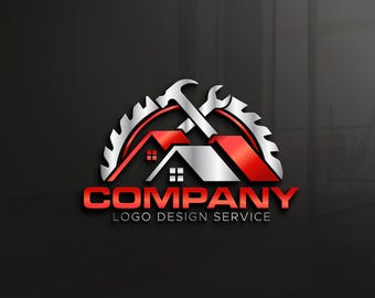 Construction Logo Design | Premade Handyman & Roofing Company Logo (Digital Download)
