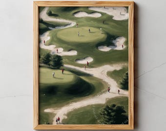 ゴルフコース 風景画 額装 アート ゴルフコースの絵画：SportsCore ウォールアート（デジタル