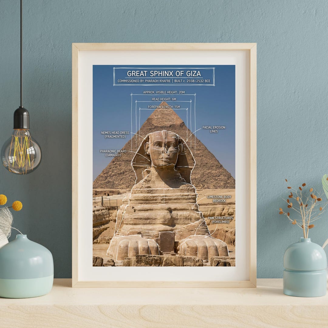 Great Sphinx of Giza Blueprint, Egyptian Architecture Art, Technical ...
