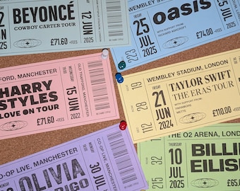 Biglietto concerto retrò personalizzato / Stampa biglietto souvenir personalizzato