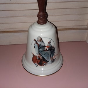 Vintage Gorham NORMAN ROCKWELL BELL - Santa&#39;s Helpers - Saturday Evening Post - 1975