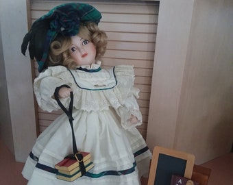 Collectible Doll by Maud Humphrey Bogart entitled &quot;THE FIRST LESSON&quot; #0634 from The Hamilton Collection w/Certificate of Authenticity- 1995
