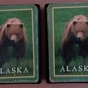Brown Bears ALASKA PLAYING CARDS - Two (2) Standard Souvenir Decks of Cards in Plastic Case - Vintage