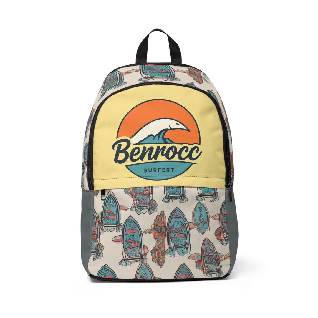 Surfboad Design Backpack Surfboard Print Nylon Backpack – Retro Beach Rucksack - Etsy