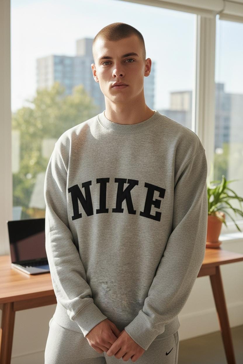 80s Vintage Moutarde Sweat 2XL Rétro Pull Col Rond Pull