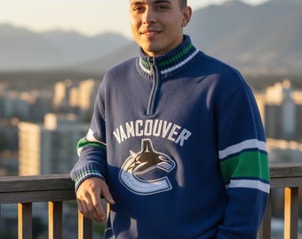 Vancouver NHL wool zip-up sweater, size L