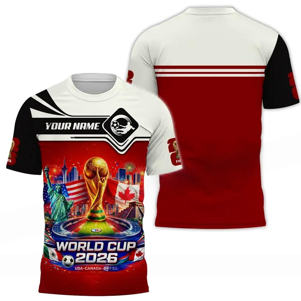 Discover Customized Name T Shirt 3D All Over Print Shirt For Soccer Fans, Custom FIFA World Cup 2026 3D Shirt
