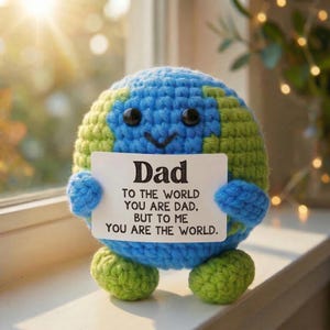 Crocheted Earth Amigurumi Plushie – Handmade Globe Toy with Message Card