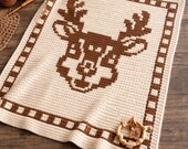 Mosaic Overlay Crochet Blanket Pattern – Deer Design (PDF Pattern) - English US terms