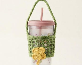 Crochet Cup Cozy Pattern PDF | Iced Coffee Cup Holder with Strap Pattern | Tumbler Sleeve Pattern + Video Tutorial | Crochet Can Holder