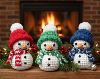 Crochet Snowman Ornament Pattern PDF | Amigurumi Snowman Crochet Pattern | Beginner DIY Holiday Decor Gift | Winter Plushie with  Video