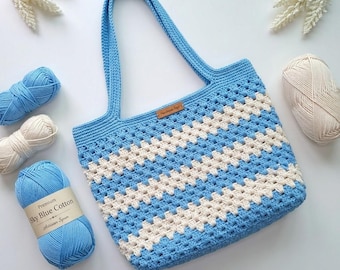 Crochet Tote Bag Pattern | Crochet Bag Pattern with Video Tutorial | Beginner Market Bag Crochet Pattern PDF | Slouchy Shoulder Bag Guide
