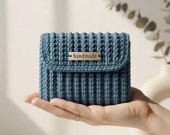 Crochet Wallet Pattern PDF | Beginner Coin Purse Tutorial | Ribbed Textured Card Wallet Pattern | Crochet Bag Pattern with Video Guide
