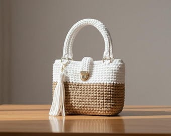 Crochet Bag Pattern with Video Guide | T-Shirt Yarn Handbag Pattern - Easy PDF Tutorial | Women Purse Crochet Pattern