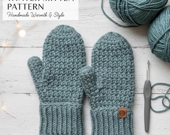 Crochet Mitten Pattern  | Easy Winter Mitts PDF | Instant Download