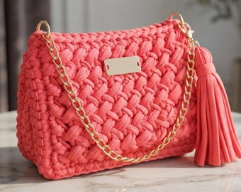 Crochet Clutch Bag Pattern PDF | Easy Crochet Handbag Pattern | T-Shirt Yarn Purse Tutorial | Crochet Bag Pattern