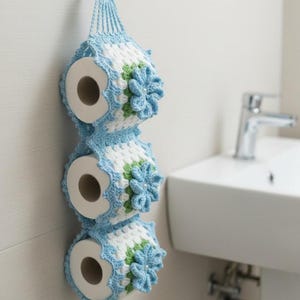 3D Flower Crochet Toilet Paper Holder Pattern | Granny Square Bathroom Decor (PDF + Video)