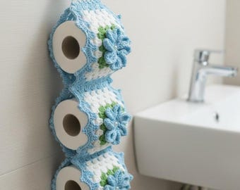 Crochet Toilet Paper Holder Pattern | 3D Flower Granny Square Pattern | Bathroom Tissue Holder | Crochet Tissue Holder Pattern PDF + Video