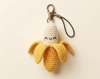 Crochet Banana Amigurumi Pattern | Beginner Amigurumi Keychain Pattern | Fruit Crochet Patterns with Video Guide | Crochet Toy Pattern PDF