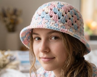 Crochet Bucket Hat Pattern | Beginner Cluster Sun Hat PDF | DIY Summer Boho Beach Cap | Easy Crochet Pattern with Video Guide | DIY Sun Hat