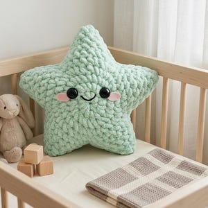 Giant Star Plushie Crochet Pattern | Beginner Velvet Yarn Star Cushion PDF