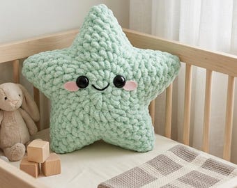 Giant Star Plushie Crochet Pattern | Beginner Velvet Yarn Star Cushion PDF
