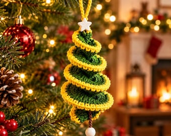 Crochet Christmas Tree Wind Spinner Pattern | Beginner Crochet Ornament Tutorial | Digital Crochet Pattern with Video Guide
