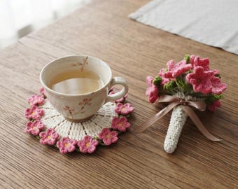 Crochet Flower Coaster Pattern PDF |Easy Beginner Crochet Pattern | Floral Coaster Tutorial, with Video Guide | DIY Gift