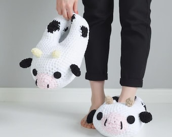 Crochet Cow Slippers Pattern | Amigurumi Animal Shoes (PDF Pattern, Video Tutorial)