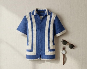 Crochet Pattern Men's Urban Shirt | Short Sleeve Cuban Collar Top | Beginner Summer Shirt Pattern PDF Guide with Video | Men's Shirt Pattern
