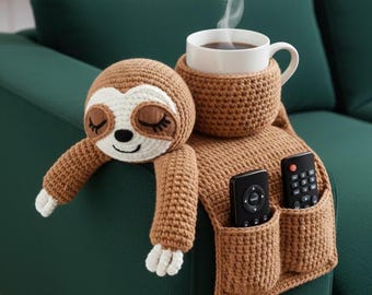 Crochet Sofa Organizer Pattern | Amigurumi Couch Side Pocket | Crochet Remote Holder with Cup Coaster | Amigurumi Pattern PDF & Video Guide