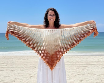 Crochet Summer Shawl Pattern PDF | Easy Breezy Lace Triangle Wrap | Summer Lightweight Shawl with Video Tutorial | Beginner DIY Gift for Her