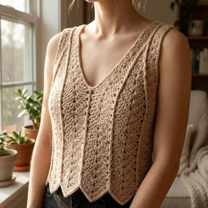 3D Shell Crochet Top Pattern | Textured Scalloped V-Neck Tank Top | Beginner Crochet Top Pattern with Video Tutorial | Crochet Summer Top
