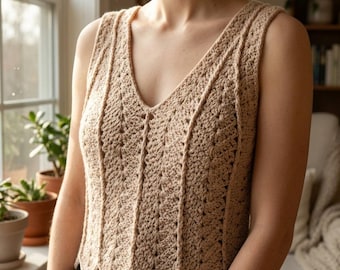 3D Shell Crochet Top Pattern | Textured Scalloped V-Neck Tank Top | Beginner Crochet Top Pattern with Video Tutorial | Crochet Summer Top